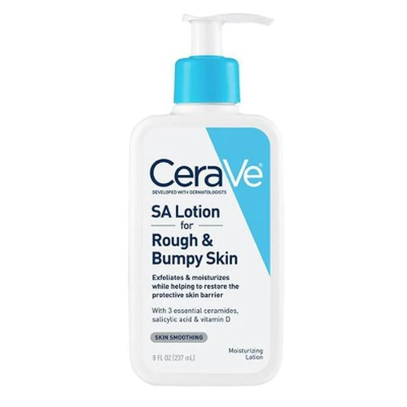 Cerave SA Body Lotion for Rough and Bumpy Skin with Salicylic Acid, Hyaluronic Acid, Ceramides, and Vitamin D, Fragrance Free - 8Oz