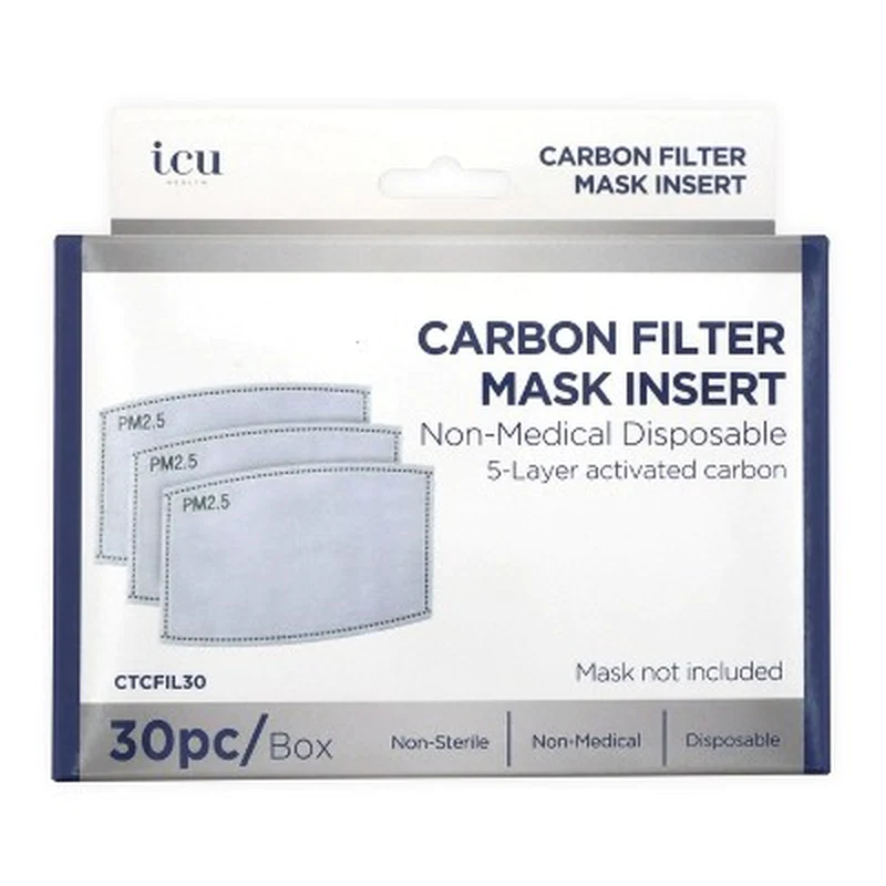 ICU Health Carbon Filter Face Mask Insert - 30Ct